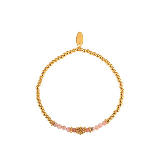 By Shir Armband kraaltjes bohemian pink jaspis