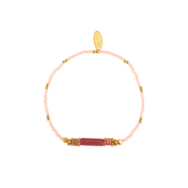 By Shir Armband Perlenstäbchen Rhodochrosit