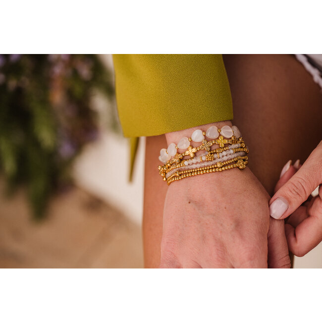 By Shir Armband kraaltjes bohemian wit