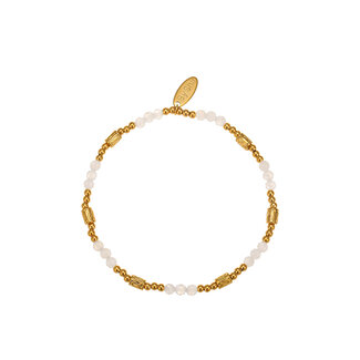 By Shir Armband Perlen weiße Achatröhre