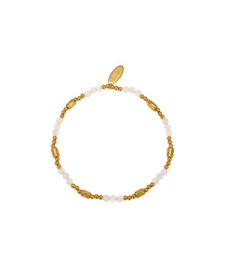 By Shir Armband Perlen weiße Achatröhre