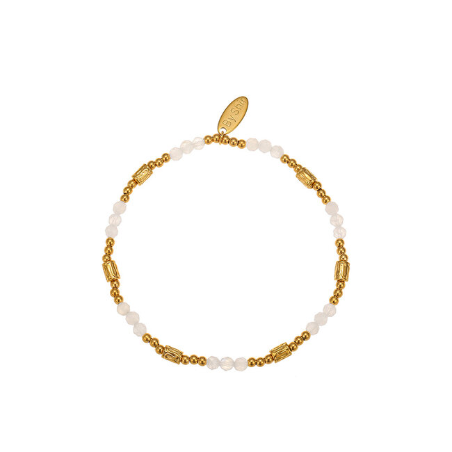 By Shir Bracelet beads white agate tube