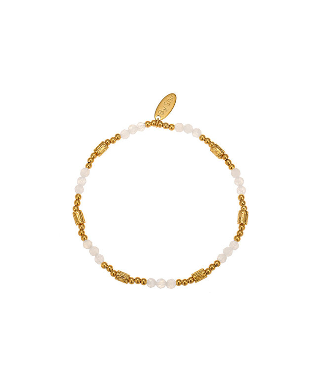 By Shir Bracelet beads white agate tube