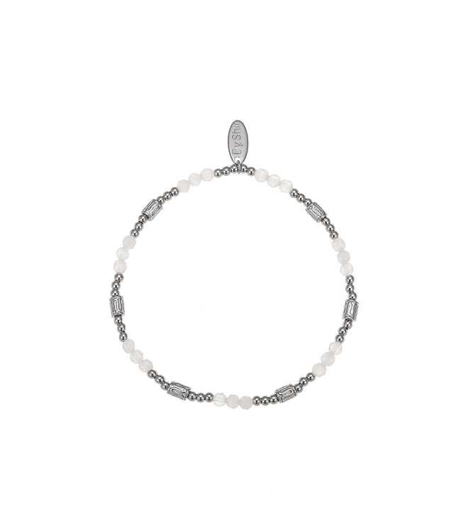 By Shir Armband kraaltjes wit agaat tube