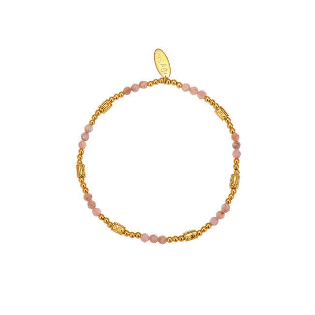 By Shir Armband kraaltjes pink jaspis tube