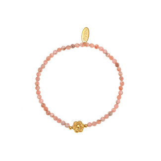 By Shir Armband kraaltjes bloem pink jaspis