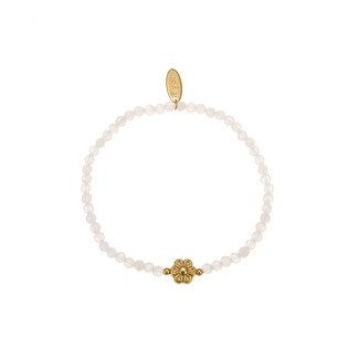 By Shir Armband Perlen Blume weiß Achat