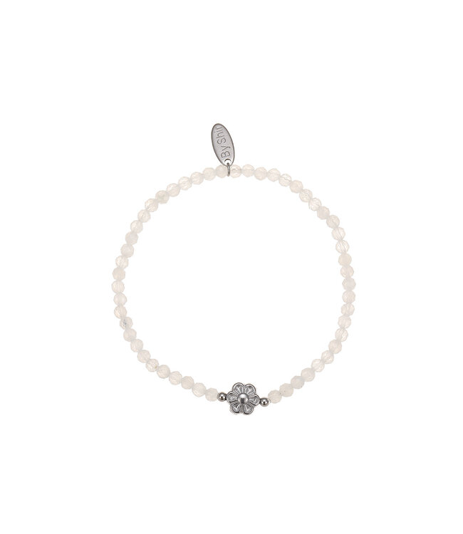 By Shir Armband kraaltjes bloem wit agaat