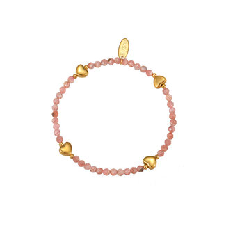 By Shir Armband kraaltjes pink jaspis hart