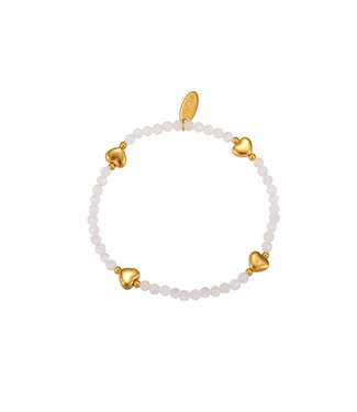 By Shir Armband kraaltjes wit agaat hart