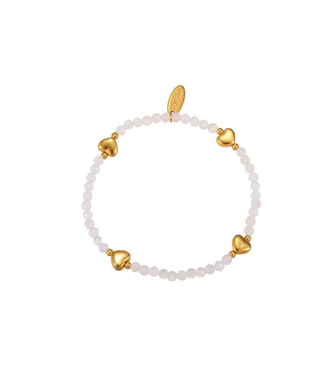 By Shir Armband kraaltjes wit agaat hart