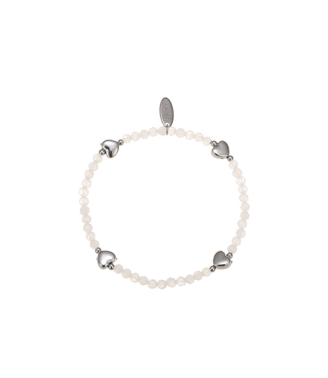 By Shir armband kraaltjes wit agaat hart