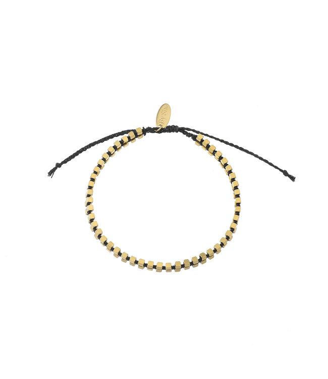 By Shir Armband edelstaal cube zwart