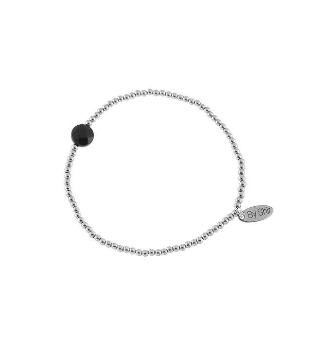 By Shir Armband mit Edelsteinkugeln aus schwarzem Achat