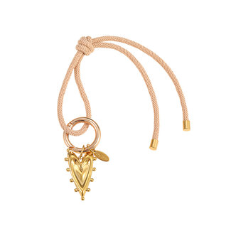 By Shir Beige heart bag holder cord