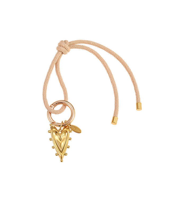 By Shir Beige heart bag holder cord