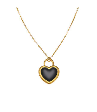 By Shir Necklace long heart black