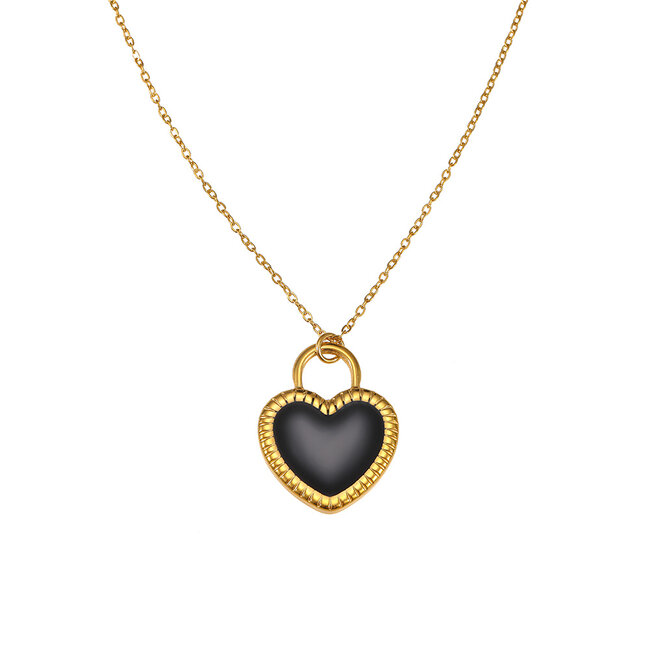 By Shir Necklace long heart black
