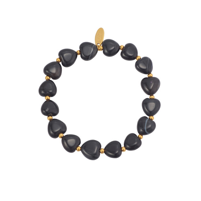 By Shir Armband Luxus Herz schwarz Achat
