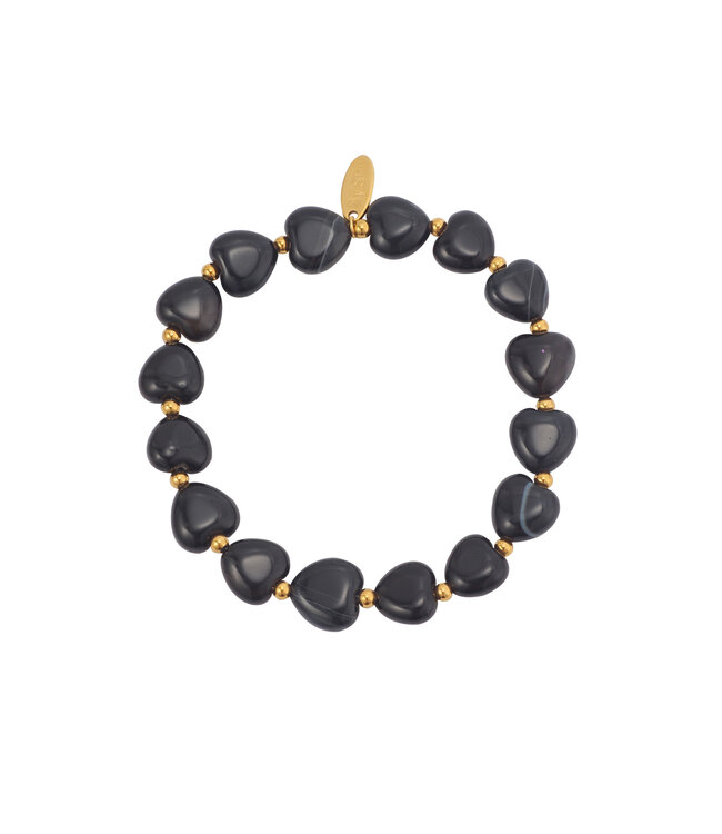 By Shir Luxury heart bracelet black Agate