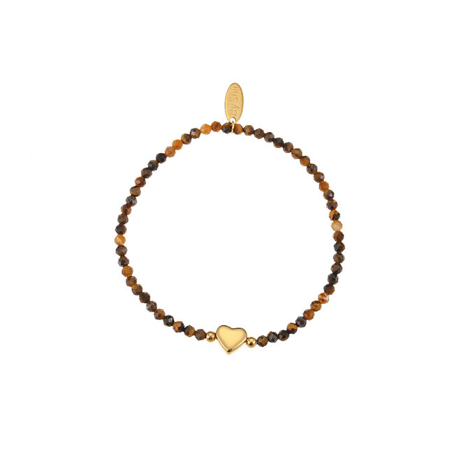 By Shir Armbandperlen Tigerauge Herz