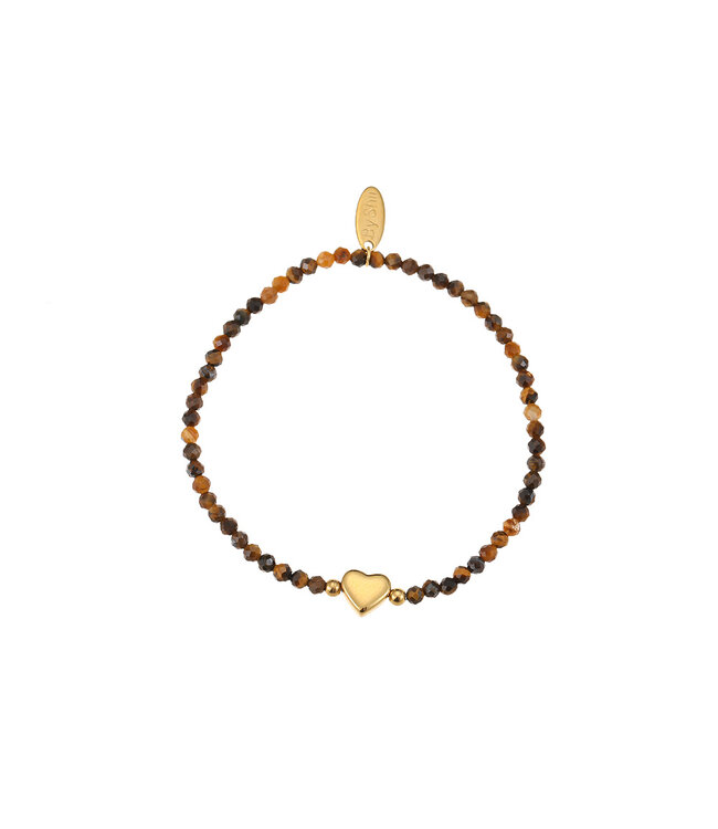 By Shir Armband kraaltjes Tijgeroog hart