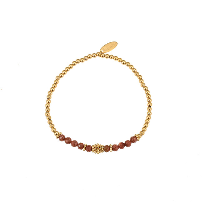 By Shir Armband kraaltjes bohemian Goudsteen