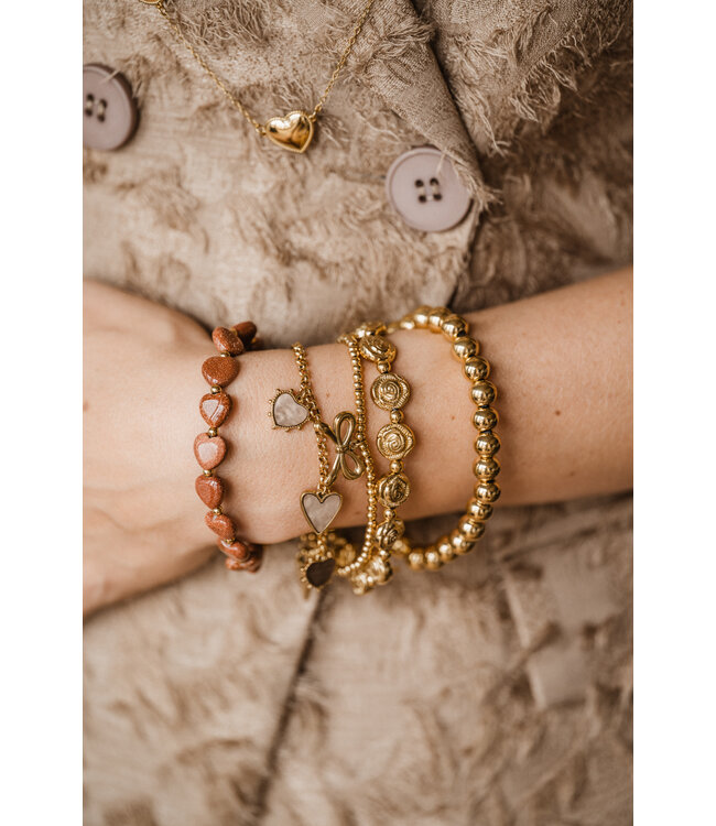 By Shir Armband luxe hart Goudsteen