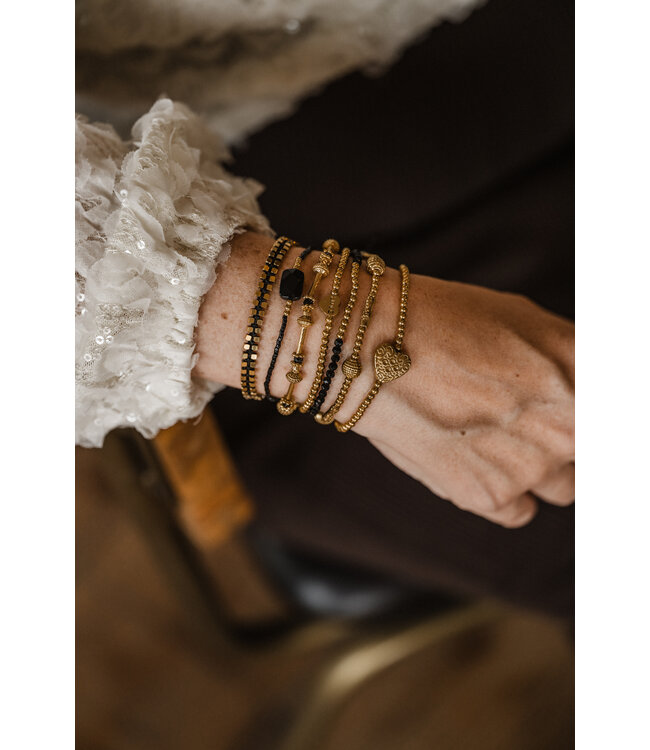 By Shir Armband edelstaal cube zwart