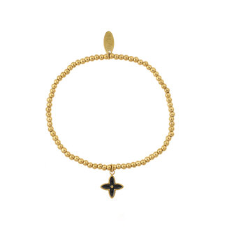 By Shir Armband kraaltjes Zwart Flower