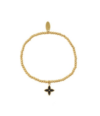 By Shir Armband Perlen Schwarz Blume
