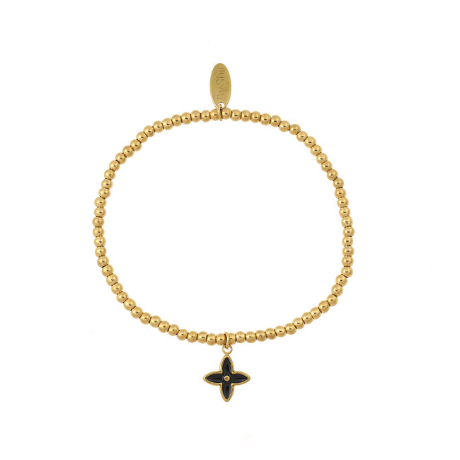 By Shir Armband kraaltjes Zwart Flower