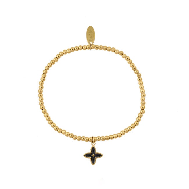 By Shir Armband Perlen Schwarz Blume