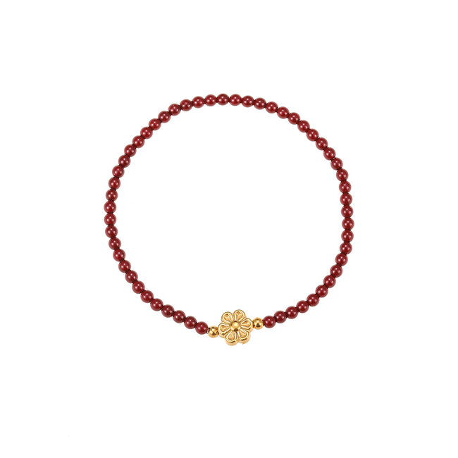By Shir Armband Perlen Rubine Blume