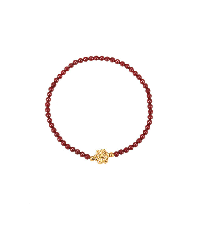 By Shir Armband Perlen Rubine Blume