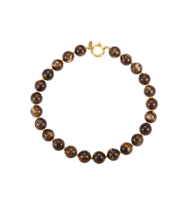 By Shir Ketting statement kralen bruin