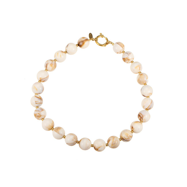 By Shir Ketting statement kralen beige