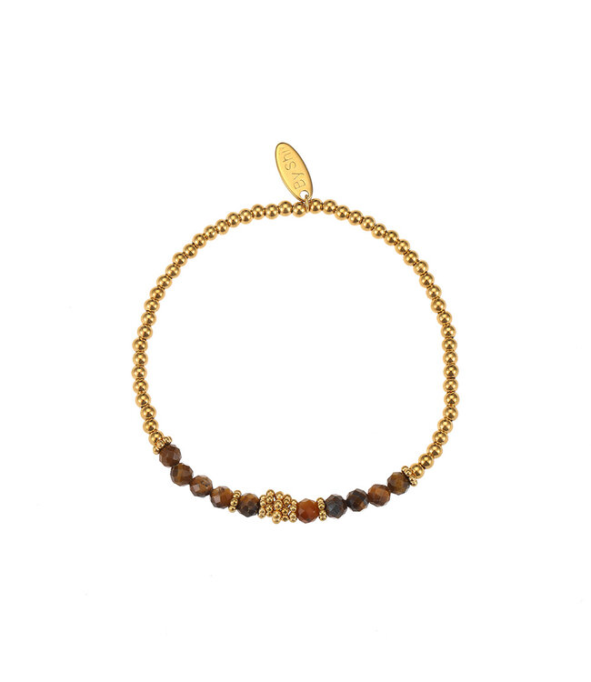 By Shir Armband kraaltjes Bohemian tijgeroog