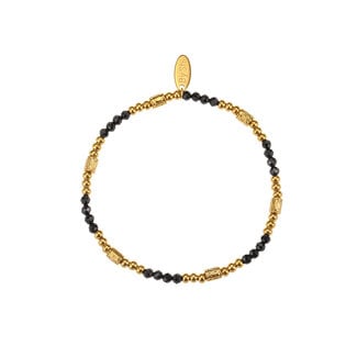 By Shir Armband kraaltjes Tube Zwart Agaat
