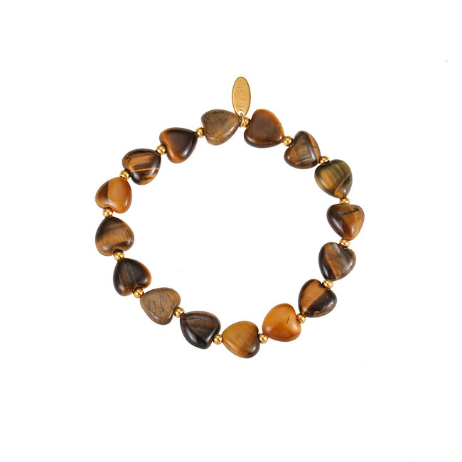 By Shir Luxusarmband Herzchen Tigerauge