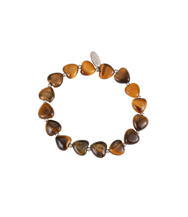 By Shir Armband luxe hart Tijgeroog