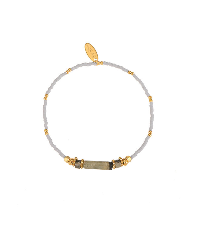 By Shir Armband kraaltjes Staafje Labradoriet