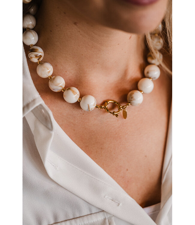 By Shir Luxusperlenkette beige