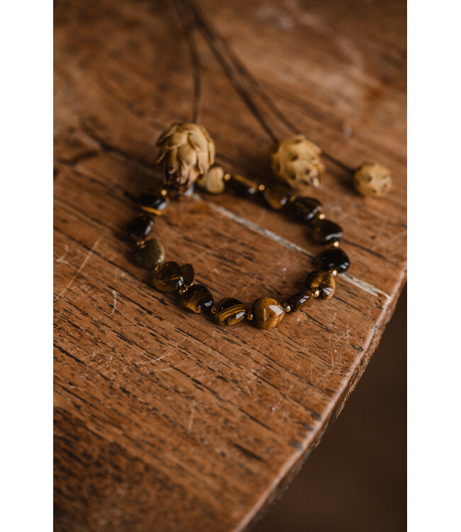 By Shir Armband luxe hart Tijgeroog