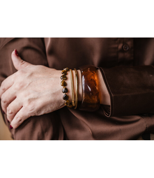 By Shir Armband luxe hart Tijgeroog