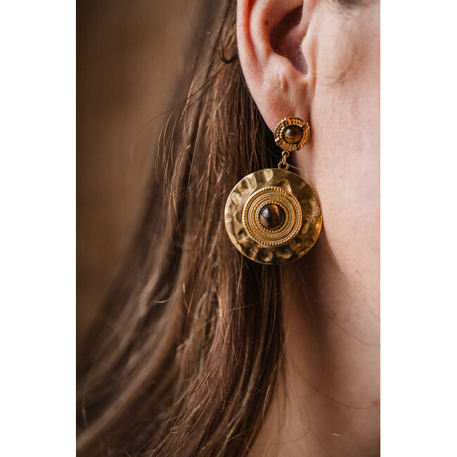 By Shir Oorbellen luxe Eva tijgeroog