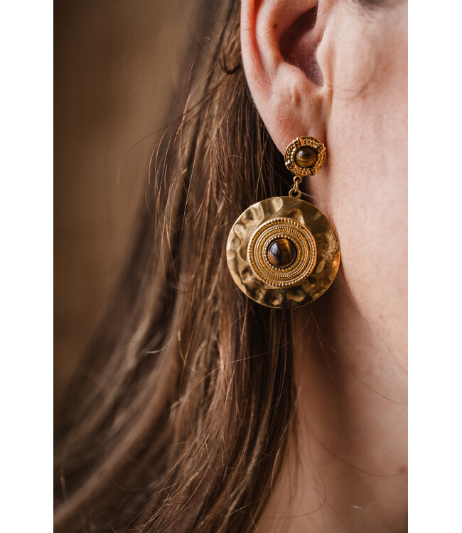 By Shir Luxury Earrings Eva Tiger's Eye
