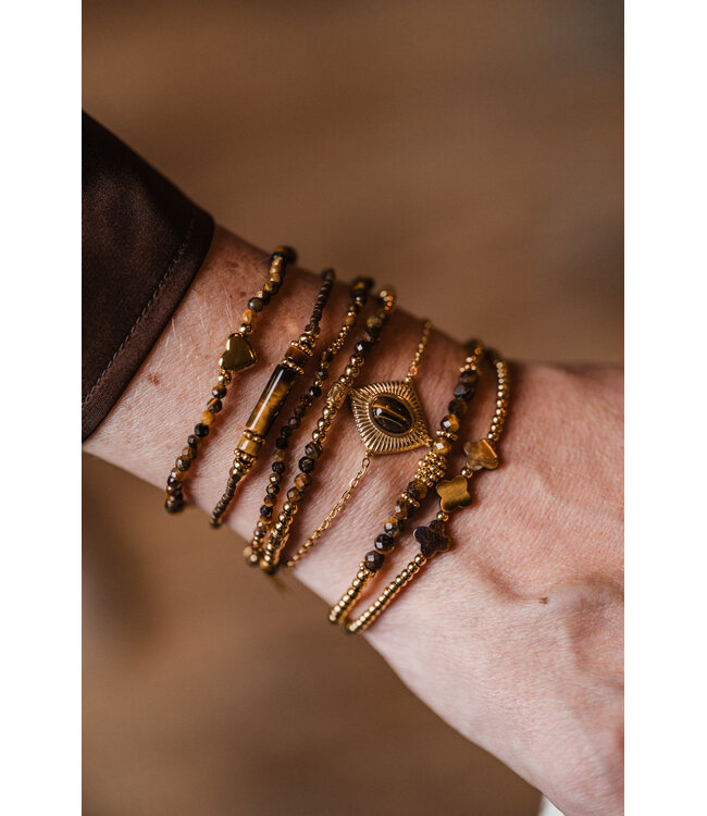 By Shir Bracelet beads Tiger's Eye heart