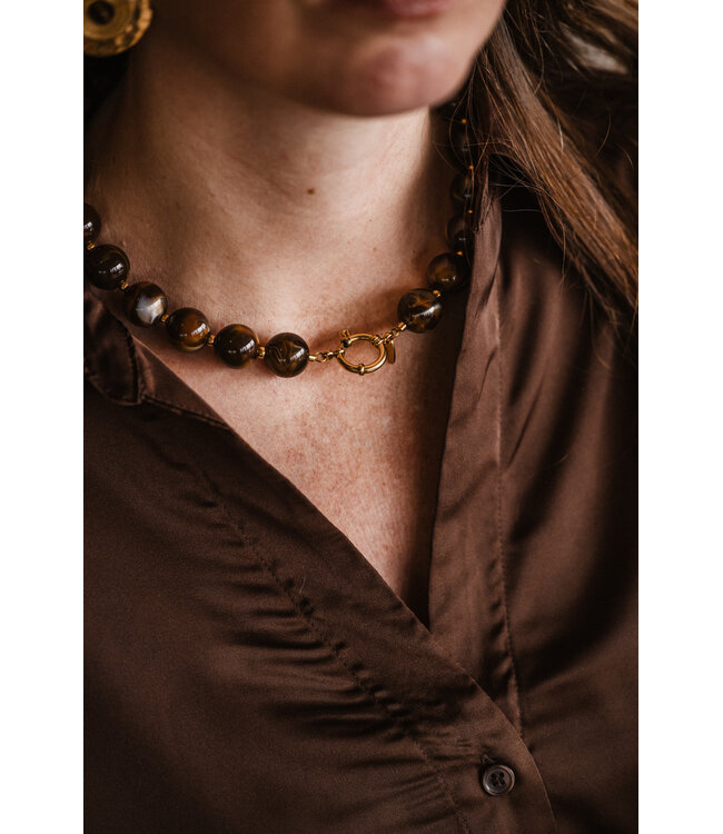 By Shir Kette Luxus Perlen Braun