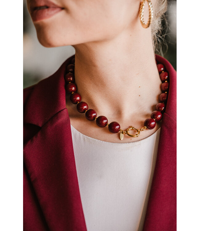 By Shir Ketting luxe kralen Rood